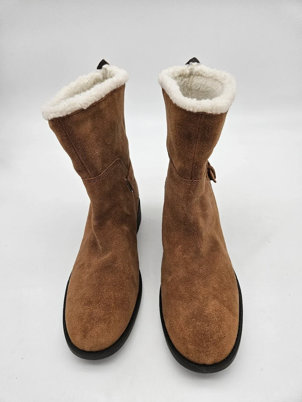 Cole Haan Quiana Tan Suede Faux Shearling Lining Waterproof Boots Size 9.5B